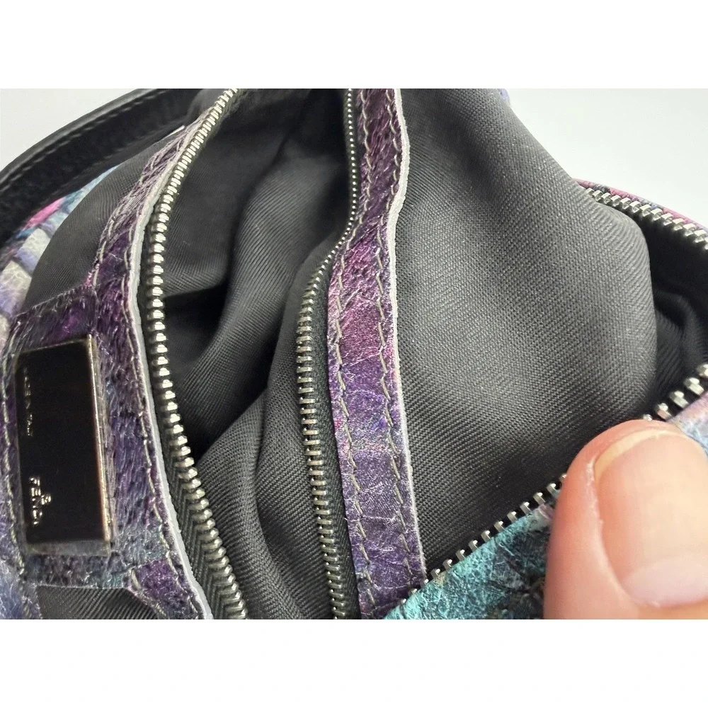 Fendi Iridescent Mermaid Leather Hobo Bag Crystal Rare Made Italy
